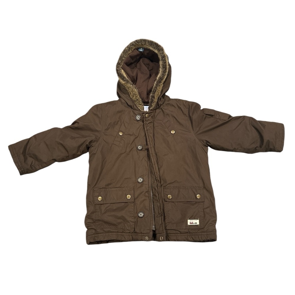JANIE and JACK Brown Faux Fur Hooded Puffer Jacket 6